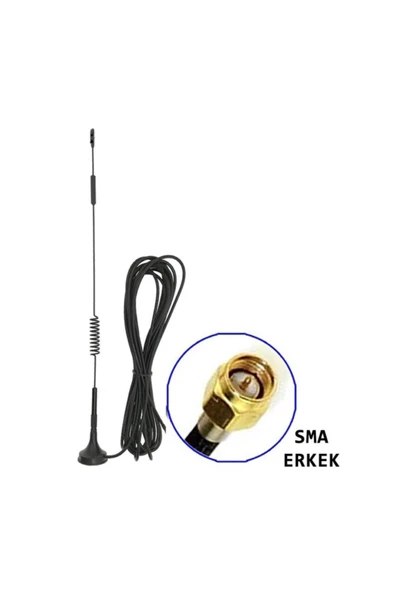 ROBİZ 12dbi Dış Mekan Anten Sma Erkek 1.5 Metre Kablo 700mhz - 2.7ghz Mıknatıslı Gsm Wifi - 5