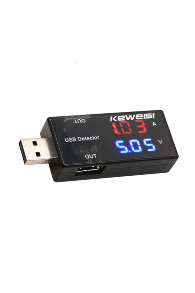 KEWEİ Çift Usb Çıkışlı Voltmetre Ampermetre Akım Voltaj Izleyici Şarj Kws-10va - Resim 3
