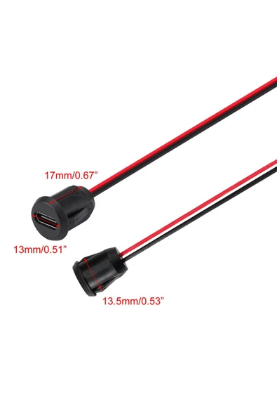 ROBİZ Type C Panel Montaj Dişi Soket 2 Pin 15cm Kablolu Uzatma USB 3.1 Konnektör Araba Kamera Oyuncak - 6