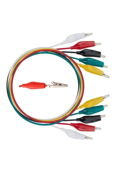 ROBİZ 50cm 10 Adet Krokodil Soketli Kablo Çift Taraflı Timsah Kıskaç Atlama Jumper Tel Test Prototip - Resim 3