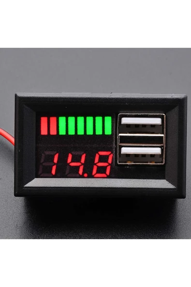 OEM Usb Soketli Voltmetreli Akü Kapasite Göstergesi 12v Pil Uyumlu