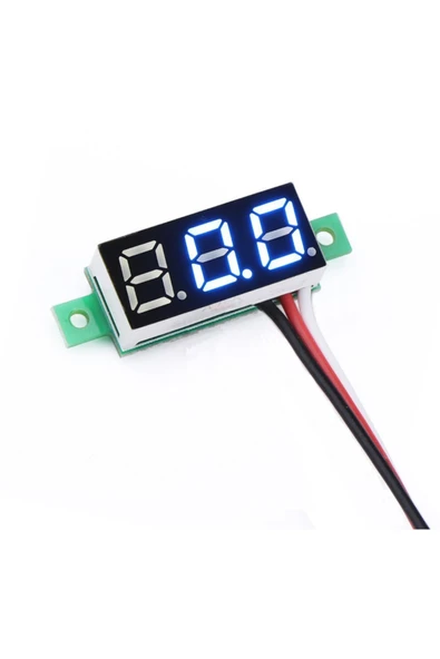 ROBİZ Voltmetre 0.28' 0-100v Mavi 3 Telli Dijital Led Gösterge Voltaj ürün görseli