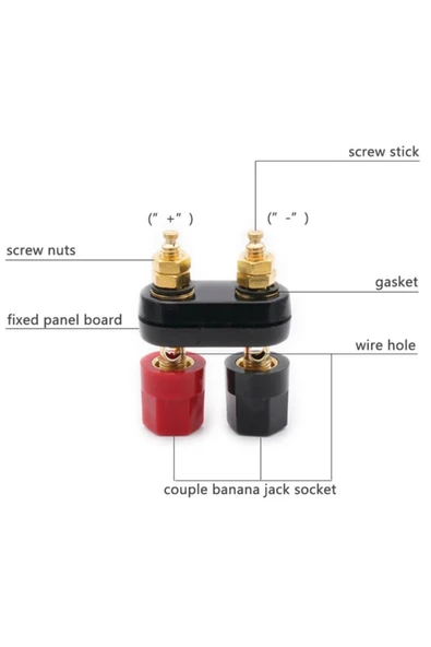 ROBİZ Banana Soket Terminal Çifti Kırmızı Siyah Hexagon Konnektör - Resim 5