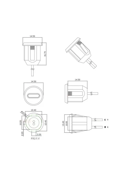 ROBİZ Type C Panel Montaj Dişi Soket 2 Pin 15cm Kablolu Uzatma USB 3.1 Konnektör Araba Kamera Oyuncak - 8