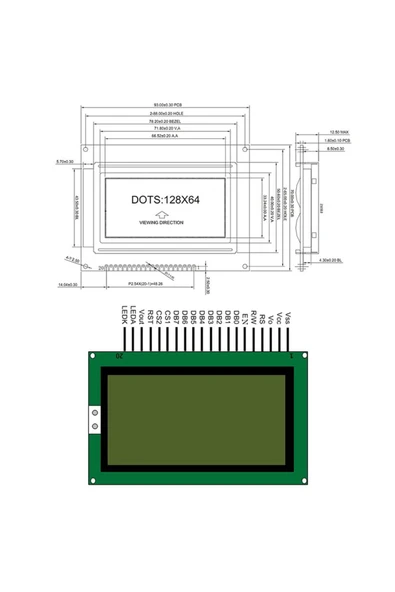 ROBİZ 2.9 Inch 12864b V2.0 Mavi Glcd Modül Spi 5v 128x64 Pixel Grafik Lcd Display Ekran - Resim 7