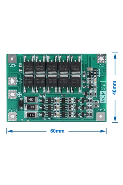 ROBİZ 3S 40A Bms Balans Lityum Batarya Koruma Kartı  3 Seri Hücreli Pil Li-ion 18650 12.6V - Resim 7