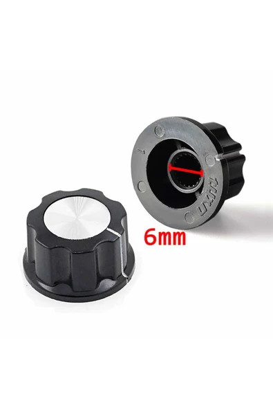 ROBİZ Plastik Pot Başlığı 16mm Siyah Gümüş Rotary Enkoder Ses Kontrol - Resim 8