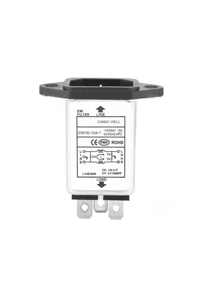 ROBİZ Cw1d-10a-t Ac 250v 10a C14 Erkek Soket Emı Filtreli Hat Şebeke Emc Rfı Gürültü Bastırıcı Azaltıcı - Resim 4