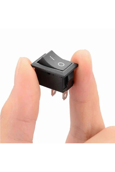 ROBİZ 2 Pin Siyah Anahtar Switch Mini Buton Kcd1 Plastik Açma Kapama On / Off