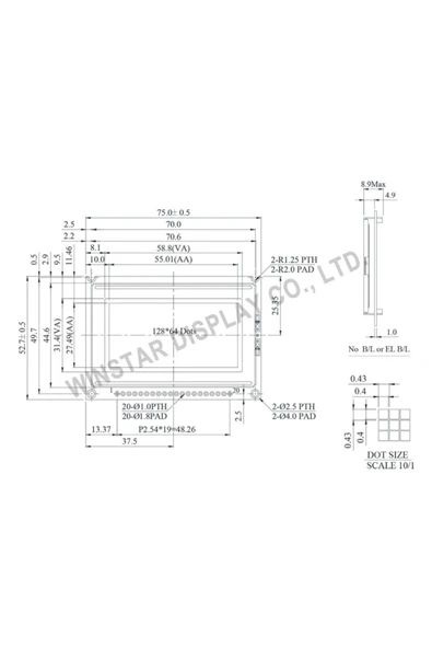 ROBİZ Winstar 2.4 Inch Wg12864b-tmı-v#n Mavi Glcd Modül 5v 128x64 Pixel Grafik Lcd Display Ekran Gösterge - Resim 6
