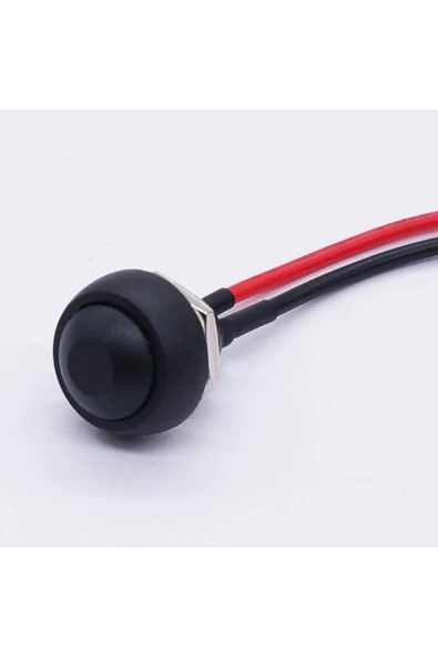 ROBİZ 12mm Pbs-33b 2 Pin Push Buton Siyah 20cm Kablolu On Off 1a 250v Mini Yuvarlak Su Geçirmez Anahtar - Resim 2