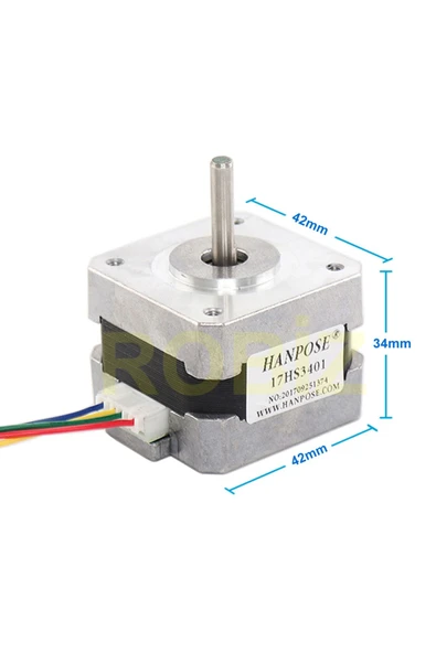 ROBİZ 17HS3401 Nema 17 Step Motor 0.28N.m D Mil 2 Faz 1.3A 1.8 Derece 200 Adım Tork 3D Yazıcı Printer - Resim 3