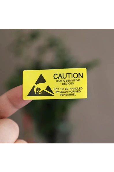 ROBİZ 10 Adet Antistatik Uyarı Etiketi Elektrostatik Elektrik Esd Ikaz Caution Dikkat Yapışkan Stiker - Resim 6