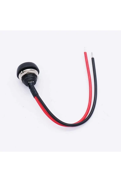 ROBİZ 12mm Pbs-33b 2 Pin Push Buton Siyah 20cm Kablolu On Off 1a 250v Mini Yuvarlak Su Geçirmez Anahtar - Resim 3
