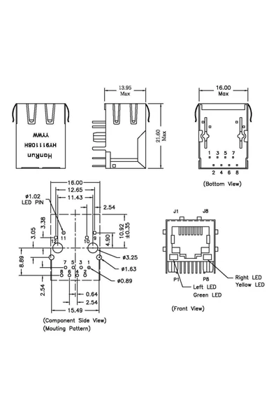 ROBİZ Trafolu Rj45 Ethernet Soketi Hy911108h - Resim 8