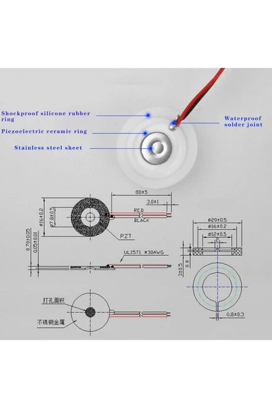 ROBİZ Micro Usb Ultrasonik Nem Üretici Devre Seramik Disk Transducer 5v 2w Soğuk Buhar Sis Duman Atomizer - Resim 8