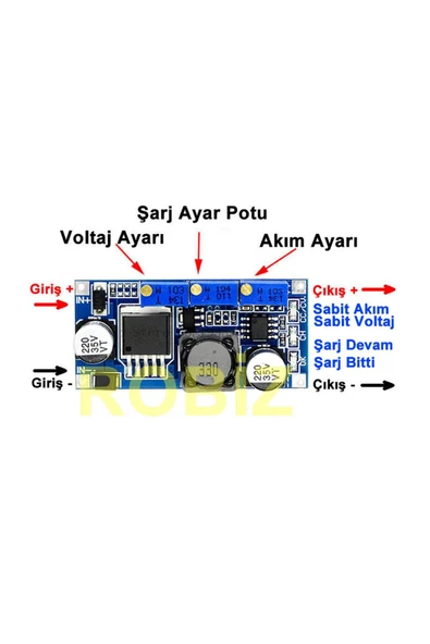 ROBİZ Lm2596 Acav Pil Şarj Modülü Voltaj Düşürücü Güç Kaynağı Ayarlanabilir Akım Pil Sarj Led Sürücü - 2
