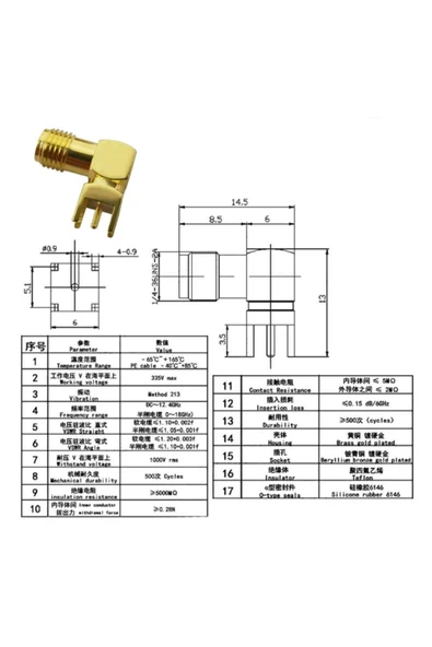 ROBİZ Sma Pcb Tip Soket 90 Derece Sma-kwe Gsm Gps Gprs Rf Anten Soketi - Resim 8