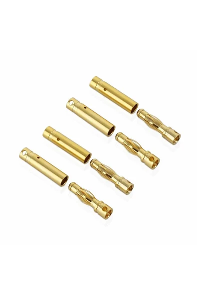 ROBİZ 4 Çift 4mm Altın Kaplama Banana Dişi Erkek Soket 40a Pil Batarya Lion Bullet Plug Kablo - 3