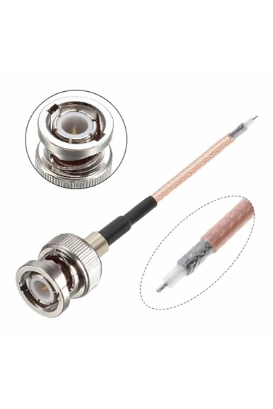 ROBİZ 50cm Rg316 Bnc Erkek Erkek Kablo 50ohm Koaksiyel Uzatma Bağlantı Osiloskop Labaratuar - Resim 8