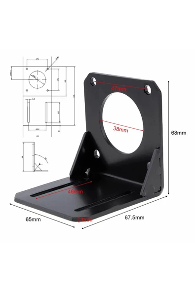 Alkatronik Nema 23 Nema 57 Step Motor L Tip Metal Montaj Parçası Braket Metal Taban Tutucu Montaj - Resim 5