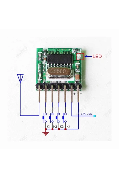 ROBİZ Tx118a 4 Kanal 433mhz Verici Kablosuz Haberleşme 25metre Ev1527 - Resim 6