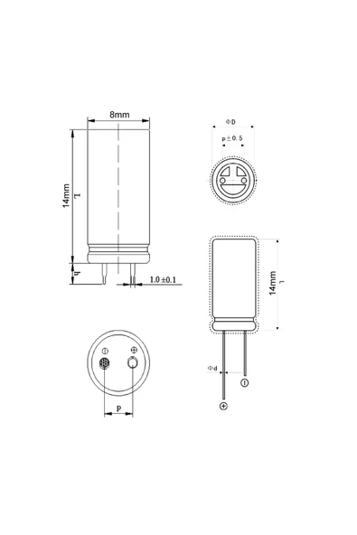ROBİZ 1f 2.7v Süpercap 8x14mm Dıp Süper Kapasitör Enerji Depolama Güneş Rüzgar Akü Batarya - Resim 7