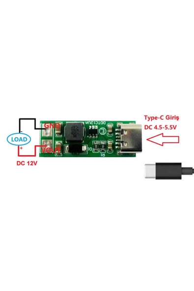 ROBİZ Type C Usb 5v To 12v Boost Modül 9w Dc Voltaj Yükseltici Taşınabilir Minik Güç Kaynağı Step Up - Resim 2