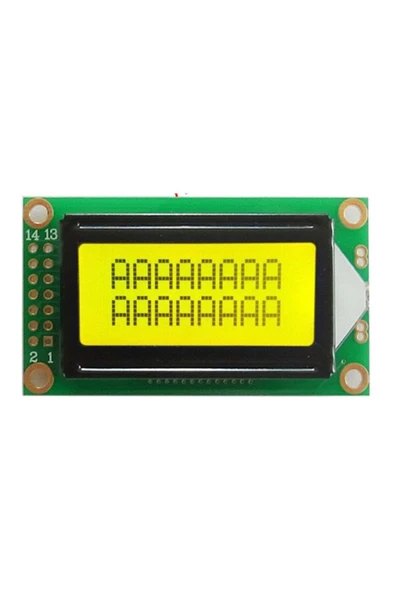 ROBİZ 0802a 2x8 Yeşil Karakter Lcd Modül Display Ekran 5v Siyah Yazı 8x2 8 X 2 Lcd Menü Yazı