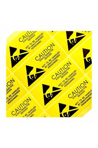 ROBİZ 10 Adet Antistatik Uyarı Etiketi Elektrostatik Elektrik Esd Ikaz Caution Dikkat Yapışkan Stiker - Resim 3