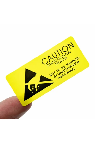 ROBİZ 10 Adet Antistatik Uyarı Etiketi Elektrostatik Elektrik Esd Ikaz Caution Dikkat Yapışkan Stiker - Resim 2
