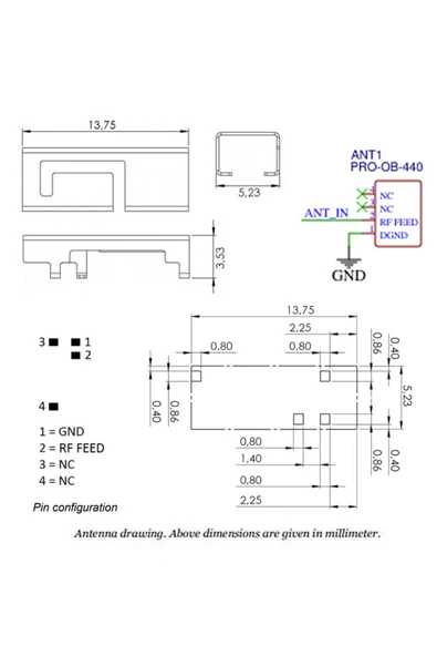 ROBİZ Pro-ob-440 2.4ghz Rf Metal Smd Anten Kablosuz Haberleşme Bluetooth Wifi Iot M2m Wireless Wlan - Resim 8