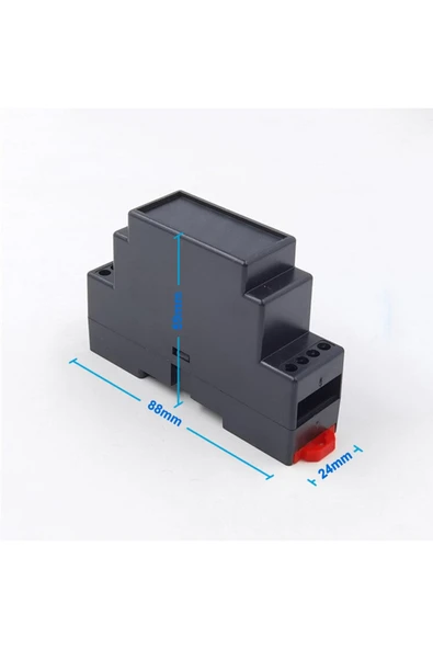 ROBİZ Ray Tip Siyah Plastik Kutu 24 X 59 X 88mm Elektronik Devre Proje Prototip Sigorta Röle Otomasyon - 1