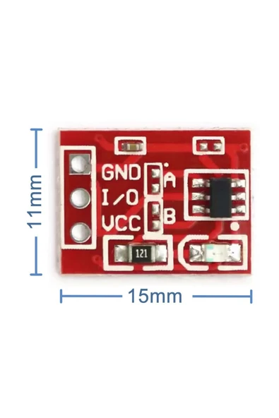 ROBİZ Ttp223b Kırmızı Dokunmatik Sensör Modülü Touch Kapasitif 1 Kanal Buton Dokunma Algılayıcı Sensör