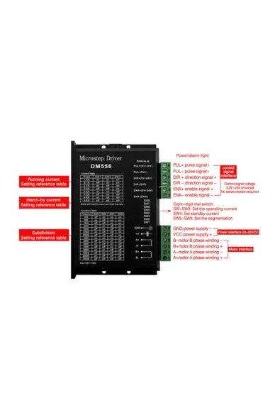 ROBİZ Dm556 2 Faz 50v 5.6a Step Motor Sürücü Nema 17 / 23 Cnc 3d Yazıcı Printer 25000 Microstep - Resim 7