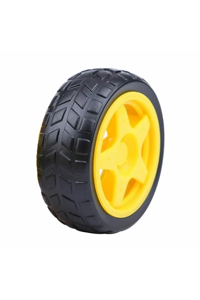 ROBİZ Tt Tekerlek 2.5x6,8cm Plastik Sarı Oyuncak Araba Rubber Lastik Robot Tekerlek Akılı Araç Oyuncak ürün görseli