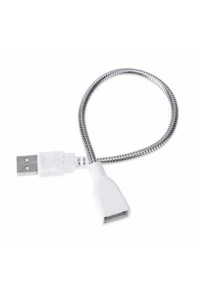 ROBİZ Metal Usb Type A Soketli Uzatma Kablosu Kıvrılabilir Hortum Kordon 25cm Masa Lambası Led Aydınlatma