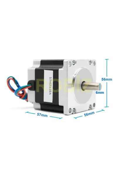 ROBİZ 57hs5630 Nema 23 Step Motor 1.1nm 2.7v 3a 6mm D Mil 2 Faz 1.8 Derece 200 Adıım 3d Yazıcı