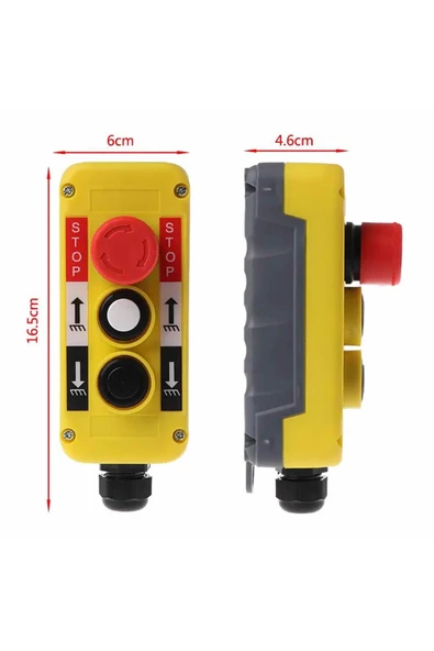 ROBİZ Endüstriyel Acil Durum Kumanda 2 Buton Yukarı Aşağı Makanik Kilitli Emergency Anahtarı Vinç Asansör - Resim 8