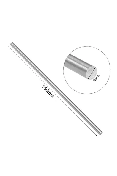 ROBİZ 3mm X 150mm Metal Mil Çelik Çubuk Aks Oyuncak Rc Araba Robot