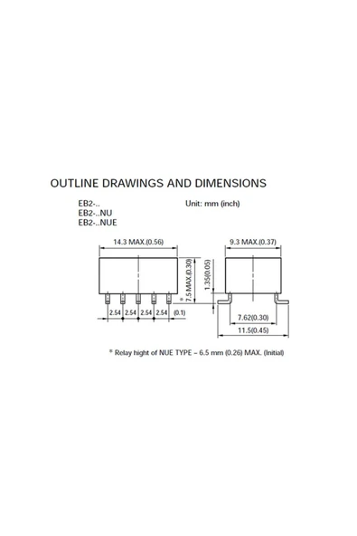 nexem 5v Eb2-5nu Smd Röle Dpdt 1a Eb2 Series Non Latching Eb2 Series Smd Low Signal Relay - Resim 3