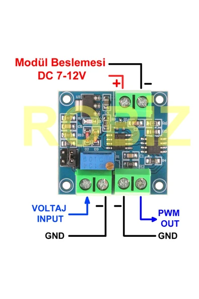 ROBİZ Voltaj To Pwm Çevirici Modül 0-5v/0-10v To 0-100% Gerilim Analog Dijital Sinyal Dönüştürücü - Resim 3