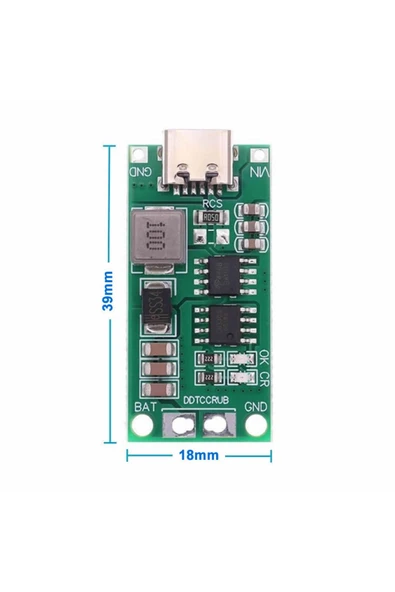 ROBİZ 2s 8.4v 1a Lityum Pil Şarj Modülü Type C 18650 Li-ıon Batarya Step-up Boost Pda Mp3 Mp4 - Resim 3