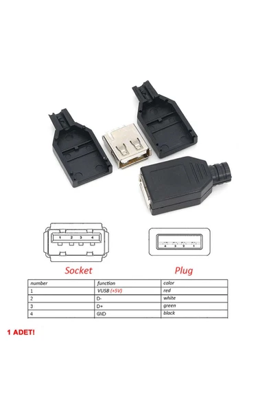 ROBİZ Kutulu Usb Type A Dişi Soket Usb 2.0 4 Pin Plastik Kapak Dıy Tip Elektronik - Resim 5