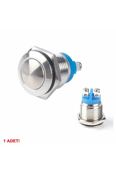 ROBİZ 16mm Metal Panel Montaj Yuvarlak Kafa Push Buton No Dc 6a 12v Ac 3a 250v Ip67 Su Geçirmez - Resim 7