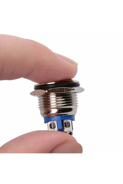 ROBİZ 16mm Metal Panel Montaj Yuvarlak Kafa Push Buton No Dc 6a 12v Ac 3a 250v Ip67 Su Geçirmez - Resim 3