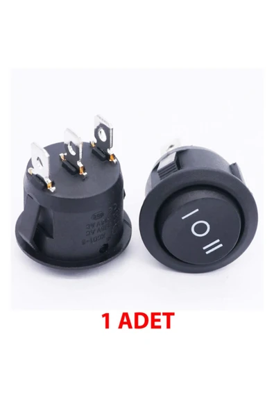 ROBİZ 23mm Yuvarlak 3 Pin Anahtar Mini Buton Siyah Mini Plastik