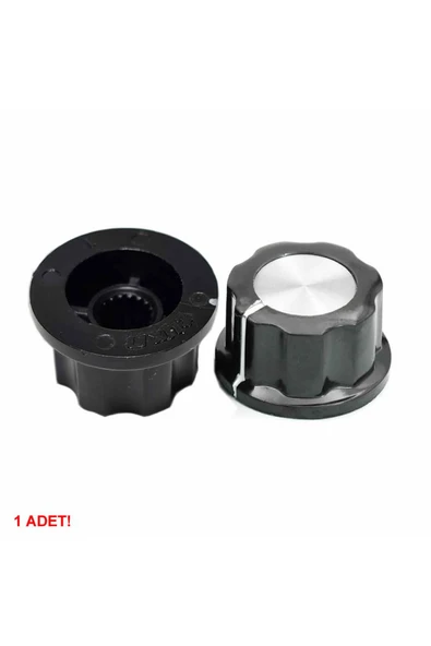 ROBİZ Plastik Pot Başlığı 16mm Siyah Gümüş Rotary Enkoder Ses Kontrol - Resim 4