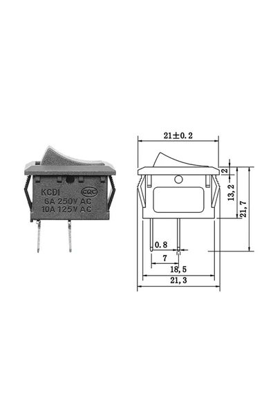ROBİZ 2 Pin Siyah Anahtar Switch Mini Buton Kcd1 Plastik Açma Kapama On / Off - 3