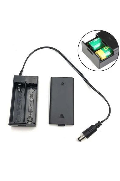 ROBİZ 18650 2li Pil Kutusu Adaptör Soket On/off Anahtar 2 Adet Seri Lityum Lion Dc - Resim 4